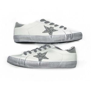 SILVER GLITTER SEQUIN STAR SNEAKERS